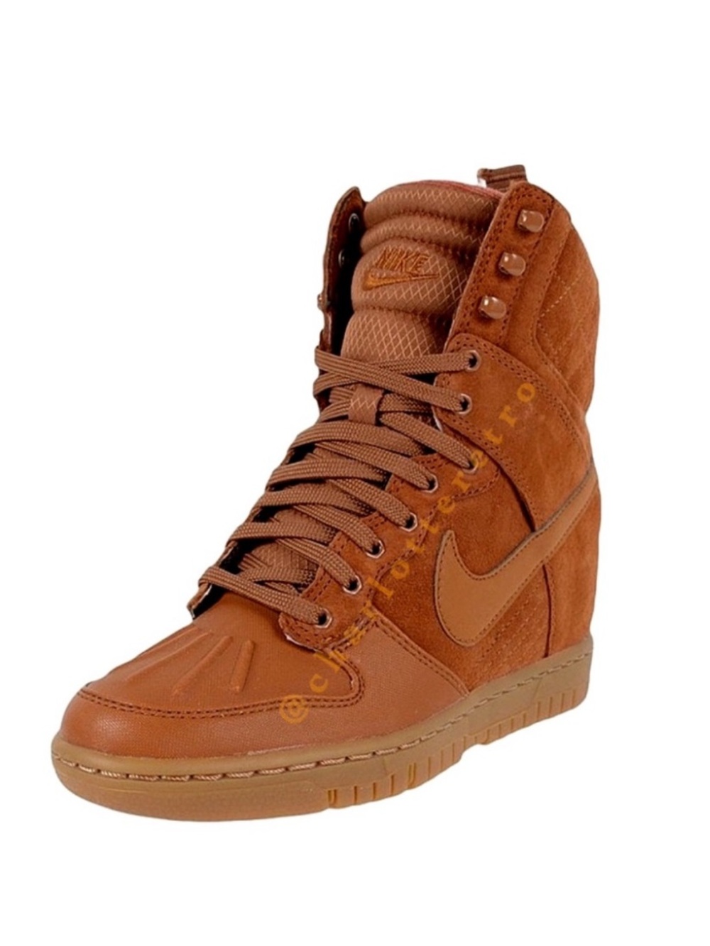 Nike Dunk Sky Hi 2.0 • Sueded Leather Hidden Wedge Sneakers • Tawny / Gum